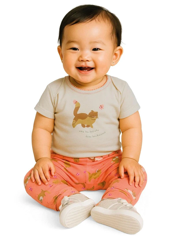 Malwee Kids - Conjunto Gatinhos & Borboletas Off White 1