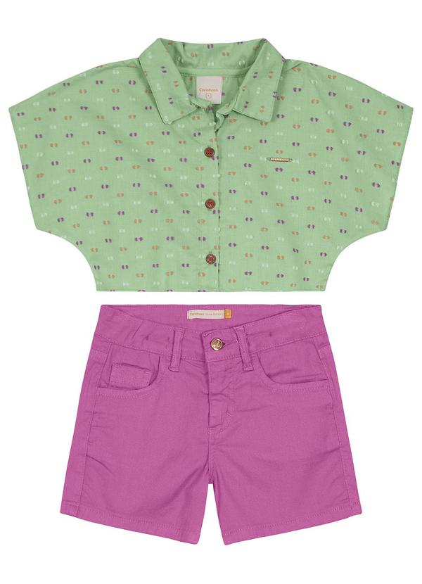 Carinhoso - Conjunto Geométrico com Sarja Menina Verde