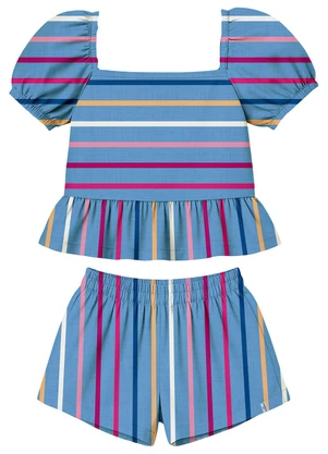 Malwee Kids - Conjunto Godê com Listras Azul - MALWEE KIDS