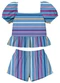 Malwee Kids - Conjunto Godê com Listras Azul - variação: Azul