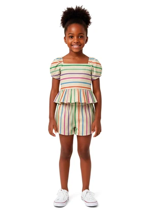 Malwee Kids - Conjunto Godê com Listras Off White - MALWEE KIDS