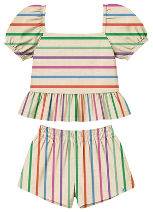 Malwee Kids - Conjunto Godê com Listras Off White - MALWEE KIDS