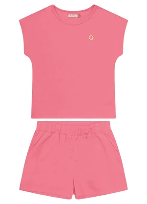 Carinhoso - Conjunto Goiaba em Cotton com Plaqueta Menina - CARINHOSO