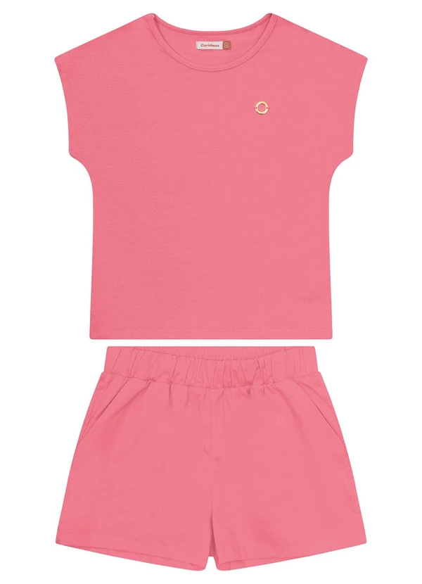 Carinhoso - Conjunto Goiaba em Cotton com Plaqueta Menina 2