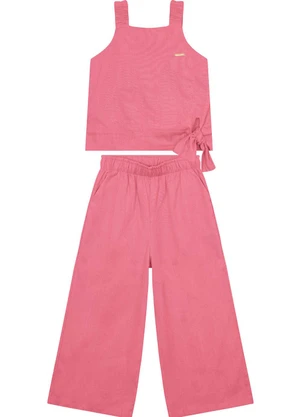 Carinhoso - Conjunto Goiaba Wide Leg em Viscolinho Menina - CARINHOSO