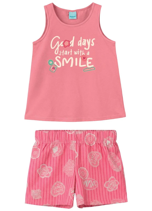Malwee Kids - Conjunto Good Days Starts With Smile Rosa