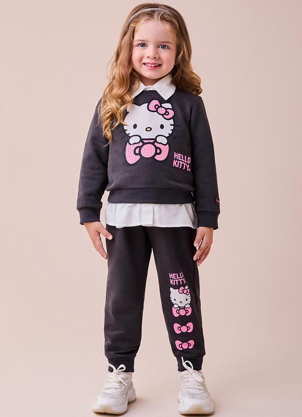 Momi - Conjunto Grafite de Moletom da Hello Kitty Preto