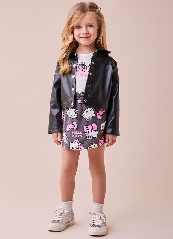 Momi - Conjunto Hello Kitty com Strass de Moletom Cinza 3