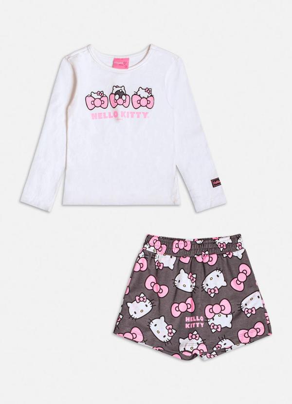 Momi - Conjunto Hello Kitty com Strass de Moletom Cinza 4