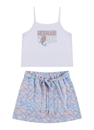 Vida Costeira - Conjunto Infantil Alcinha Saia Poliplex Branco - VIDA COSTEIRA