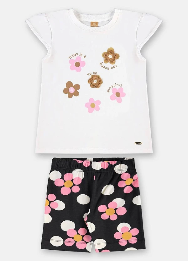 Up Baby - Conjunto Infantil Algodão Florido Branco 2