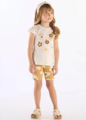 Up Baby - Conjunto Infantil Algodão Florido Branco - UP BABY