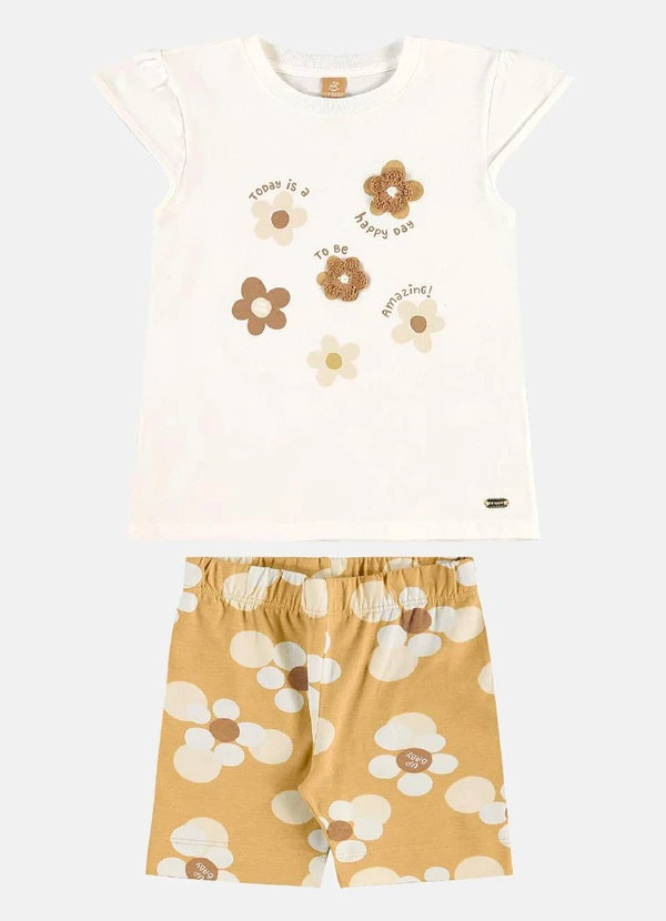 Up Baby - Conjunto Infantil Algodão Florido Branco 2