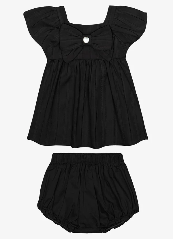 Trick Nick - Conjunto Infantil Bata com Calcinha Preto