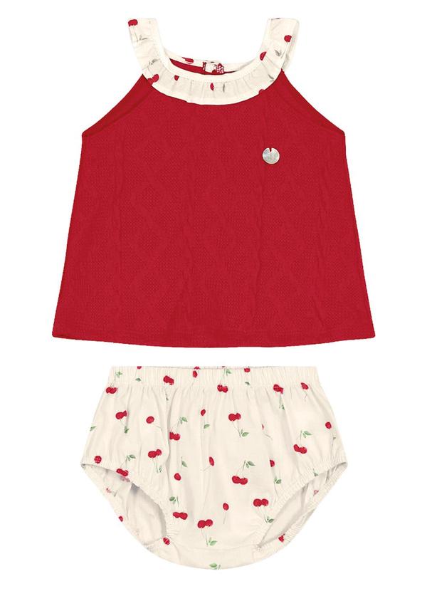 Trick Nick - Conjunto Infantil Bata com Calcinha Vermelho