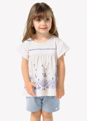 Trick Nick - Conjunto Infantil Bata com Short Bege - TRICK NICK