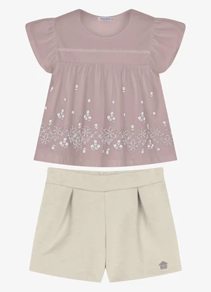 Trick Nick - Conjunto Infantil Bata com Short Rosa - TRICK NICK