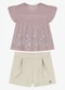 Trick Nick - Conjunto Infantil Bata com Short Bege - variação: Rosa