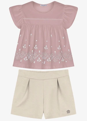 Trick Nick - Conjunto Infantil Bata com Short Rosa - TRICK NICK