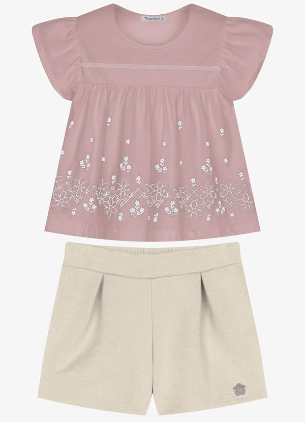 Trick Nick - Conjunto Infantil Bata com Short Rosa