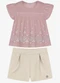 Trick Nick - Conjunto Infantil Bata com Short Bege - variação: Rosa