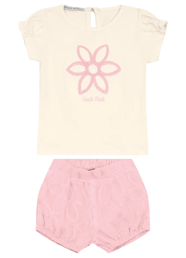 Trick Nick - Conjunto Infantil Bata com Shorts Rosa 1
