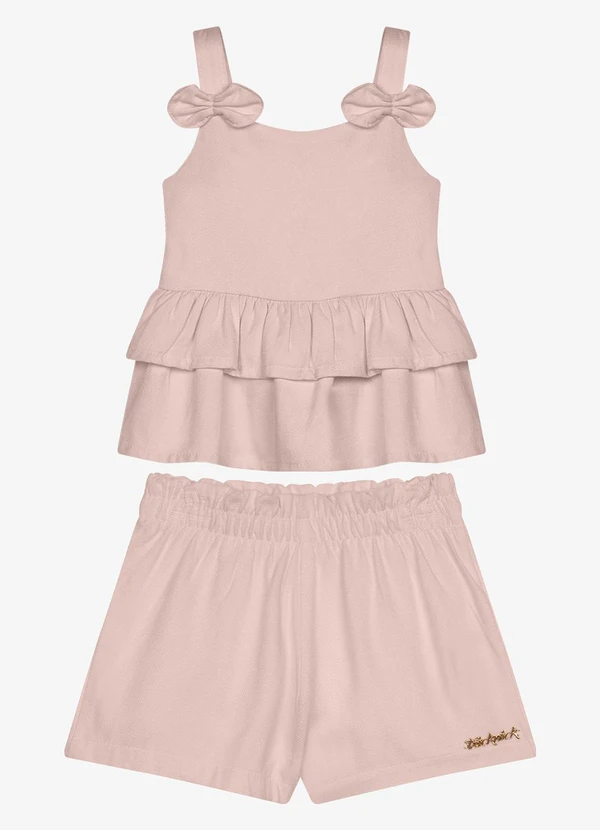 Trick Nick - Conjunto Infantil Bata com Shorts Rosa