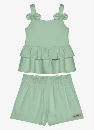 Trick Nick - Conjunto Infantil Bata com Shorts Verde - TRICK NICK