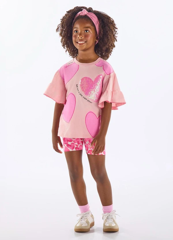 Up Baby - Conjunto Infantil Bata e Ciclista Rosa