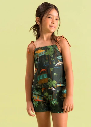 Bugbee - Conjunto Infantil Bata e Short Algodão Bege - BUGBEE