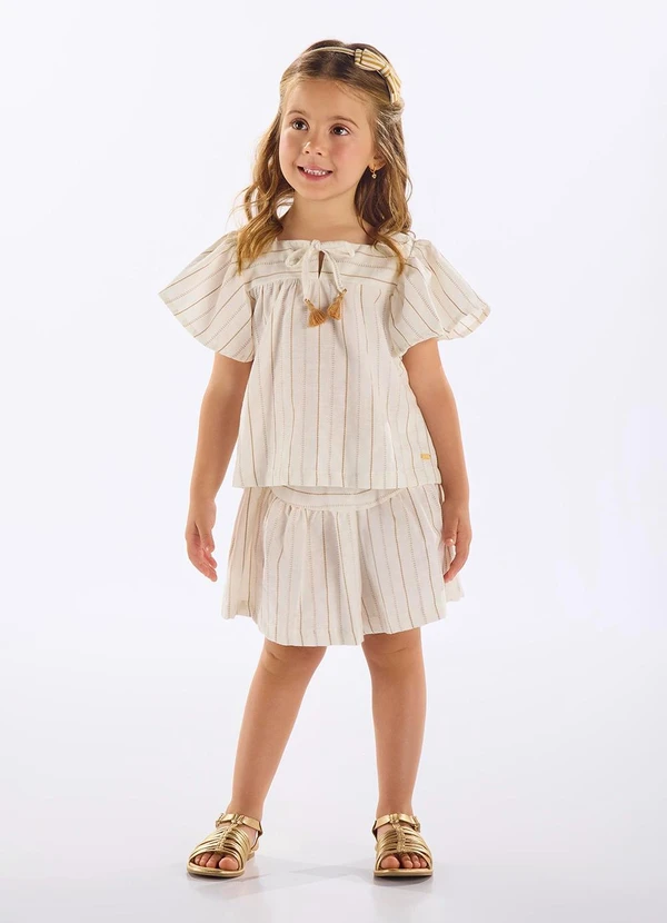 Up Baby - Conjunto Infantil Bata e Short Bege 1