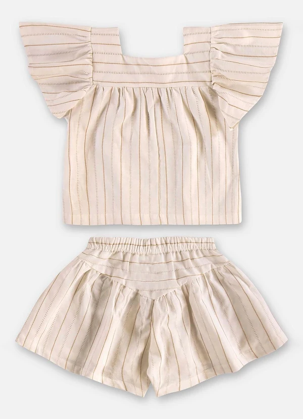 Up Baby - Conjunto Infantil Bata e Short Bege 2