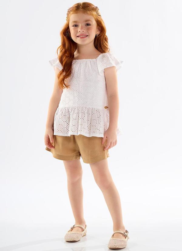 Up Baby - Conjunto Infantil Bata e Short Branco
