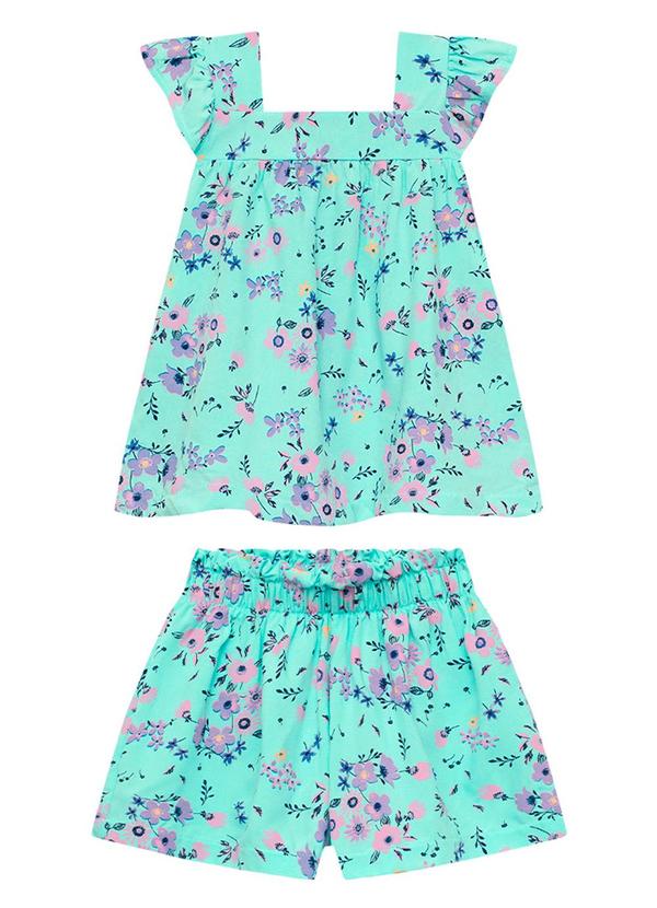 Duduka - Conjunto Infantil Bata e Short Menina Azul