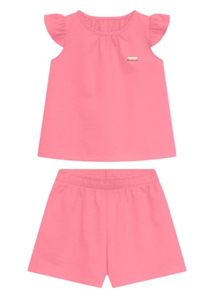 Duduka - Conjunto Infantil Bata e Short  Rosa - DUDUKA