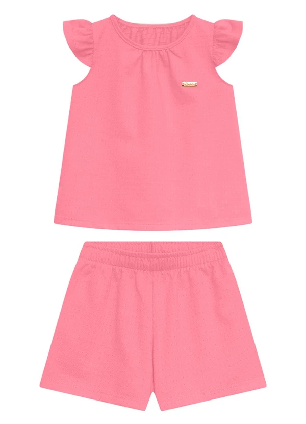 Duduka - Conjunto Infantil Bata e Short Rosa
