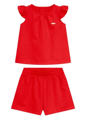Duduka - Conjunto Infantil Bata e Short  Vermelha - DUDUKA