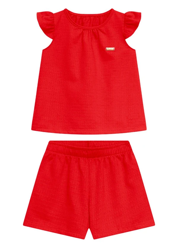 Duduka - Conjunto Infantil Bata e Short  Vermelha 2