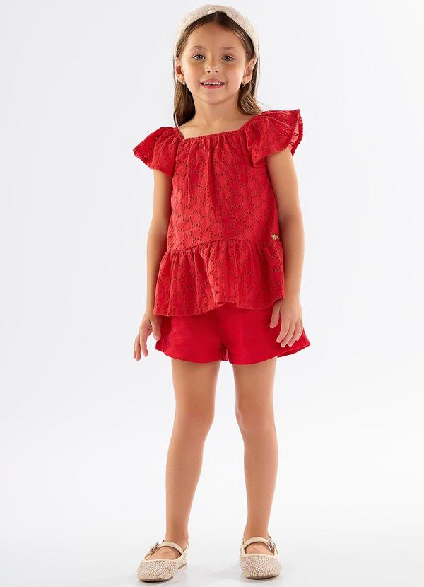 Up Baby - Conjunto Infantil Bata e Short Vermelho