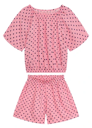 Duduka - Conjunto Infantil Bata e Shorts Rosa - DUDUKA