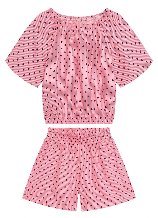 Duduka - Conjunto Infantil Bata e Shorts Rosa