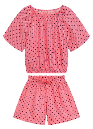 Duduka - Conjunto Infantil Bata e Shorts Vermelha - DUDUKA