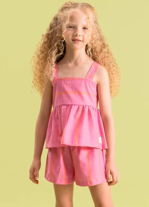 Bugbee - Conjunto Infantil Blusa Alça e Shorts Rosa - BUGBEE