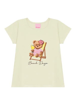 Duduka - Conjunto Infantil Blusa Beach Days e Short  Bege - DUDUKA