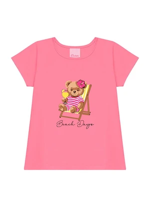Duduka - Conjunto Infantil Blusa Beach Days e Short  Rosa - DUDUKA