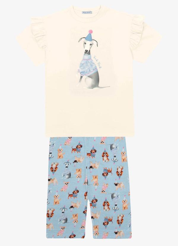 Trick Nick - Conjunto Infantil Blusa com Bermuda Bege