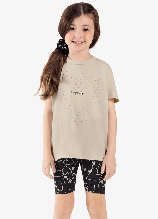 Rovi Kids - Conjunto Infantil Blusa com Ciclista Bege