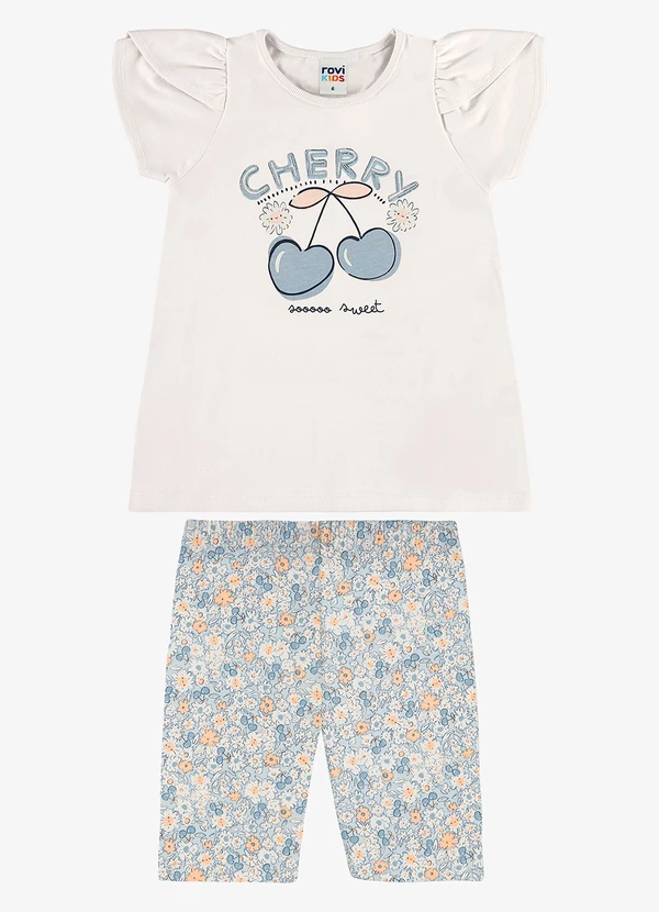 Rovi Kids - Conjunto Infantil Blusa com Ciclista Bege