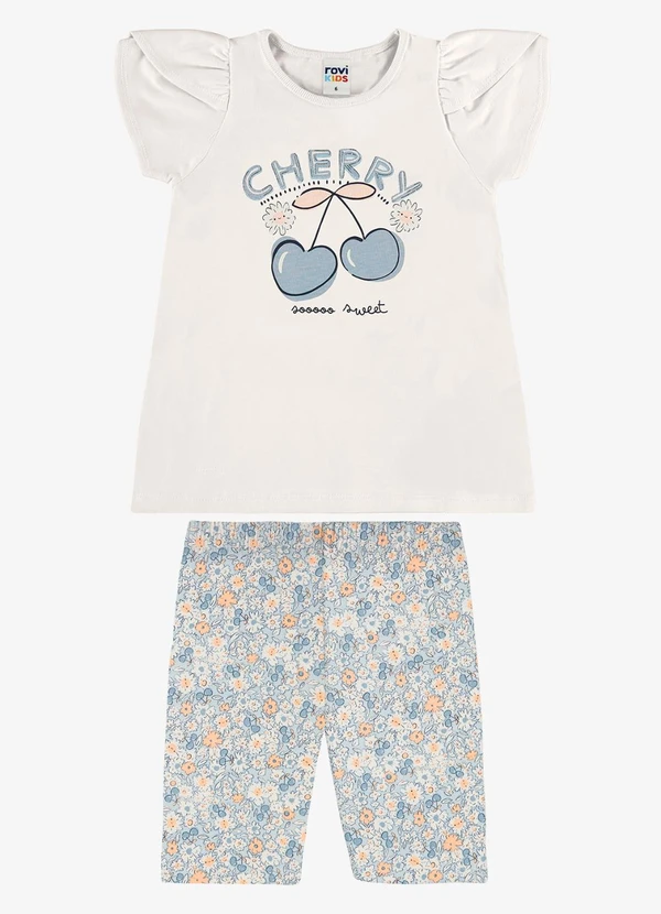 Rovi Kids - Conjunto Infantil Blusa com Ciclista Bege