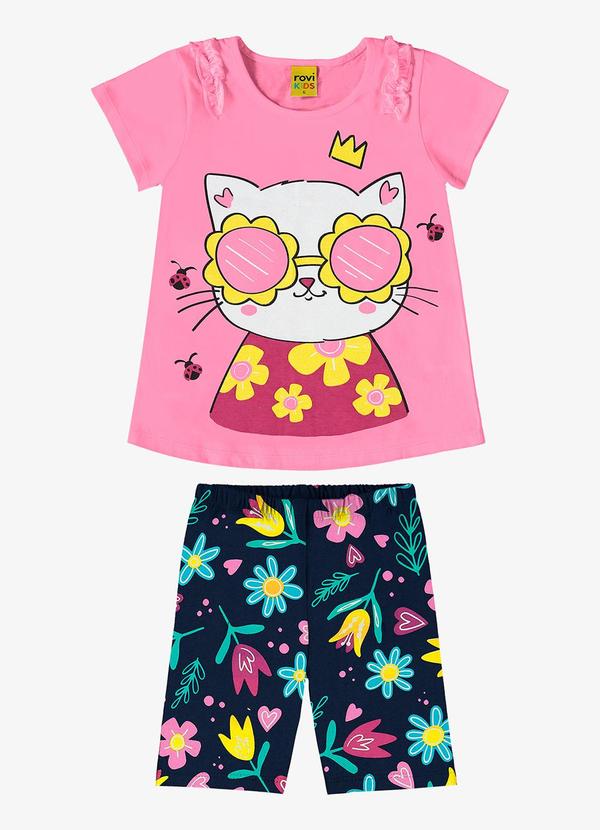 Rovi Kids - Conjunto Infantil Blusa com Ciclista Rosa